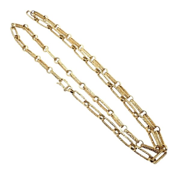 Rare! Vintage Estate 18k Yellow Gold 30" Long Paperclip Link Necklace 56.8g - Picture 9 of 14